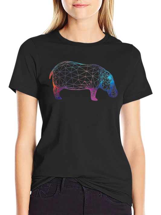 Geometric Hippo Graphic T-Shirt