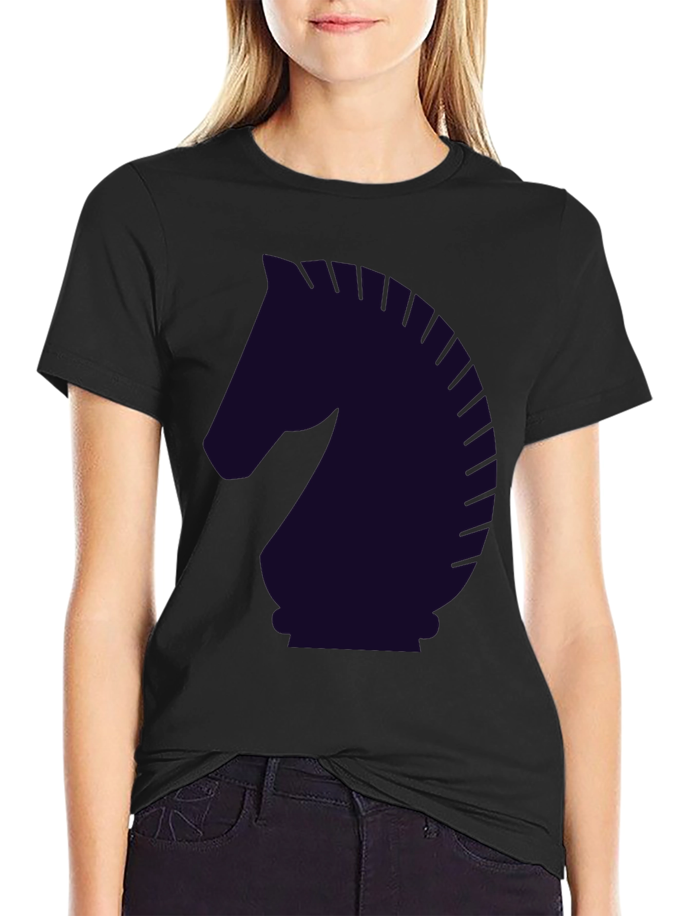 Chess Knight Graphic T-Shirt - Black