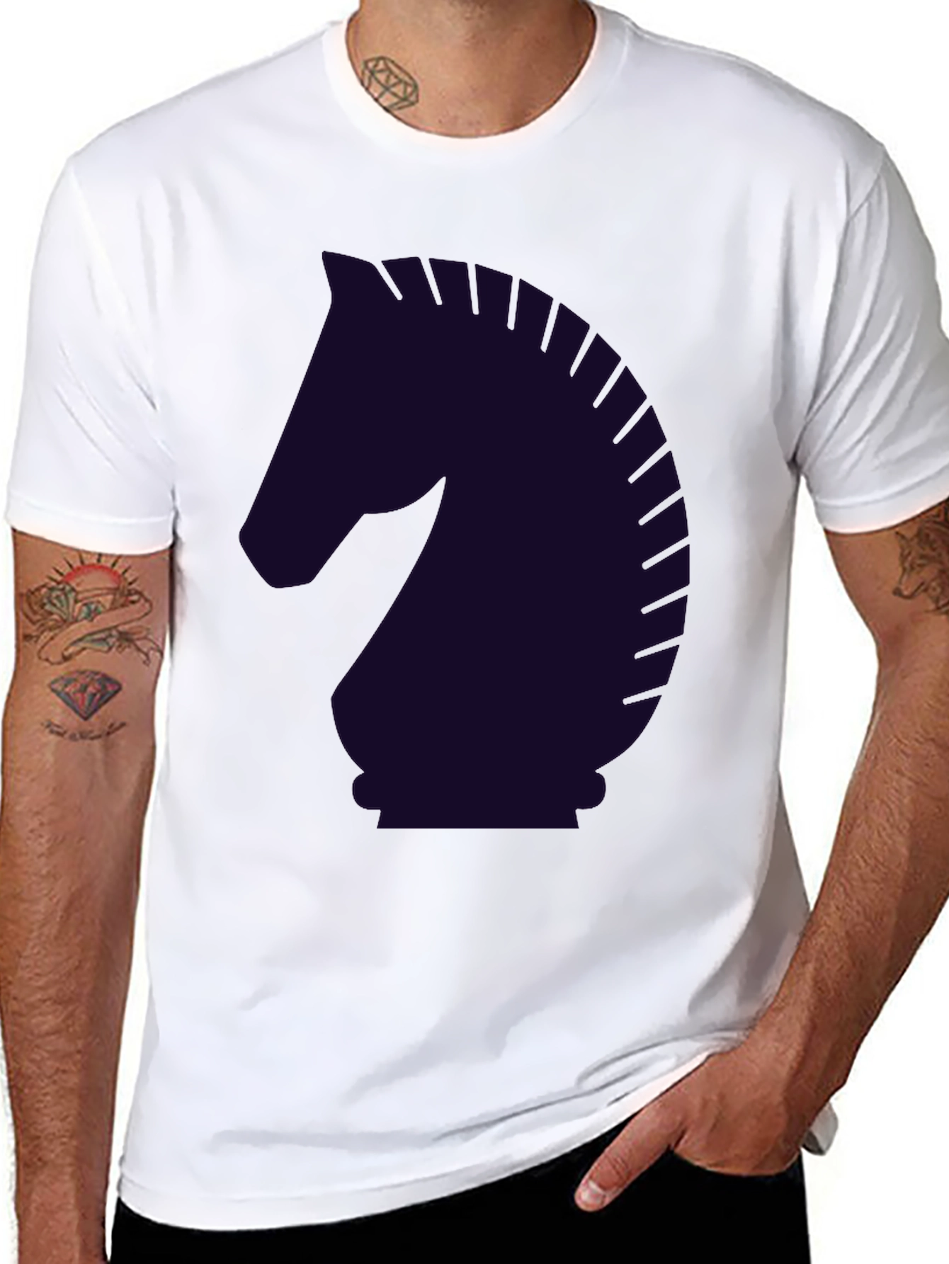 Chess Knight Graphic T-Shirt - Black