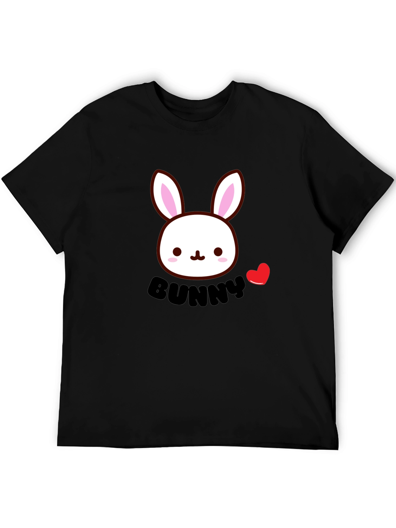 Cute Bunny Graphic Black T-Shirt