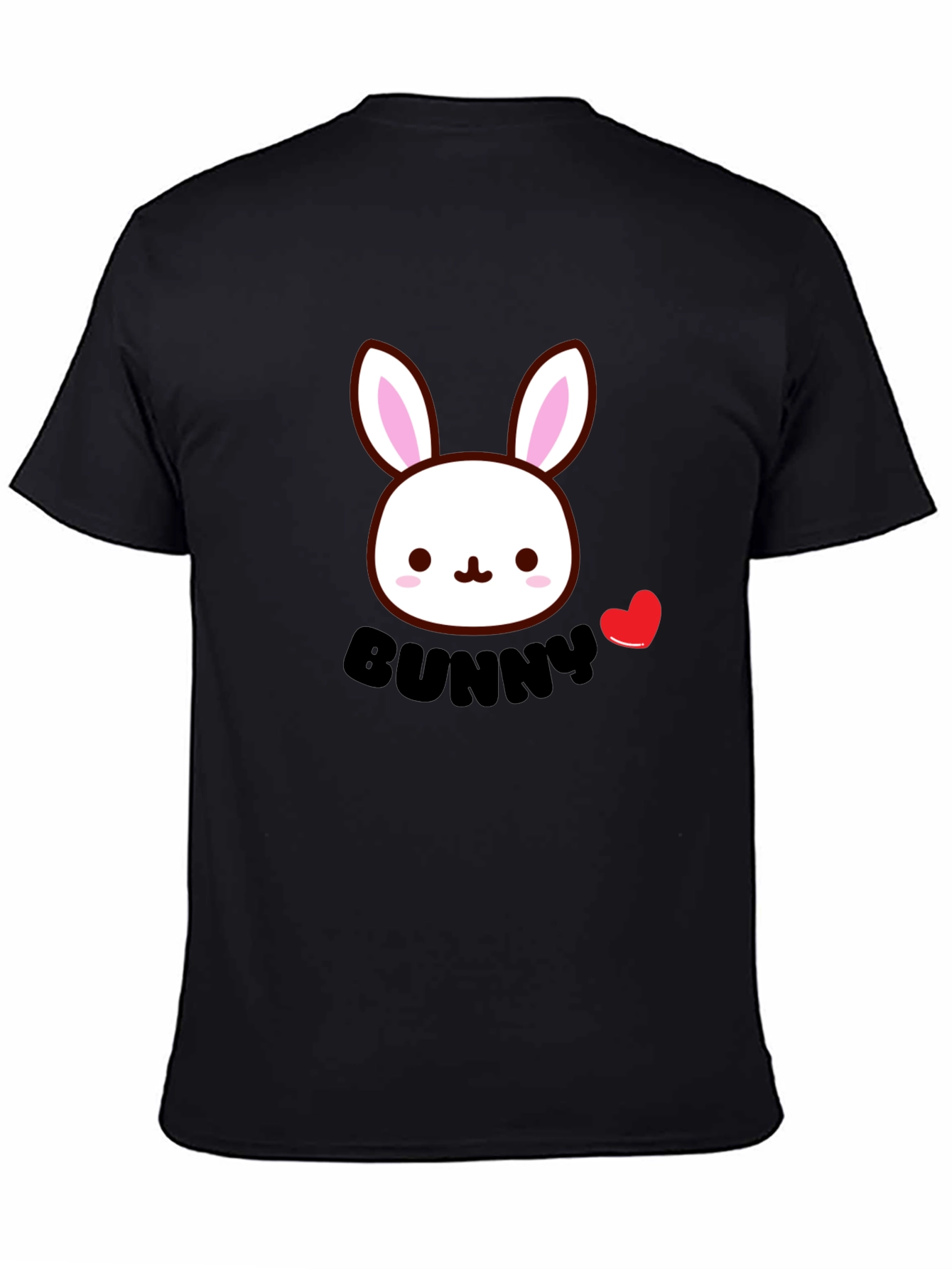 Cute Bunny Graphic Black T-Shirt