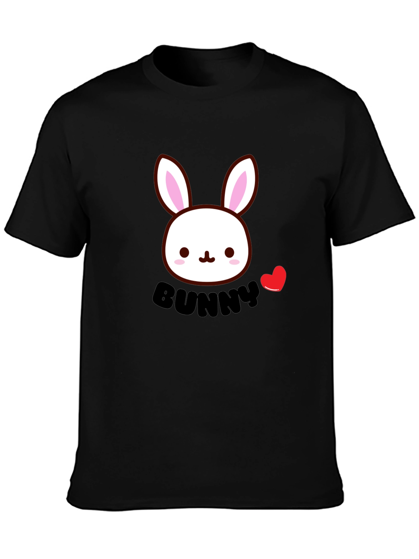 Cute Bunny Graphic Black T-Shirt
