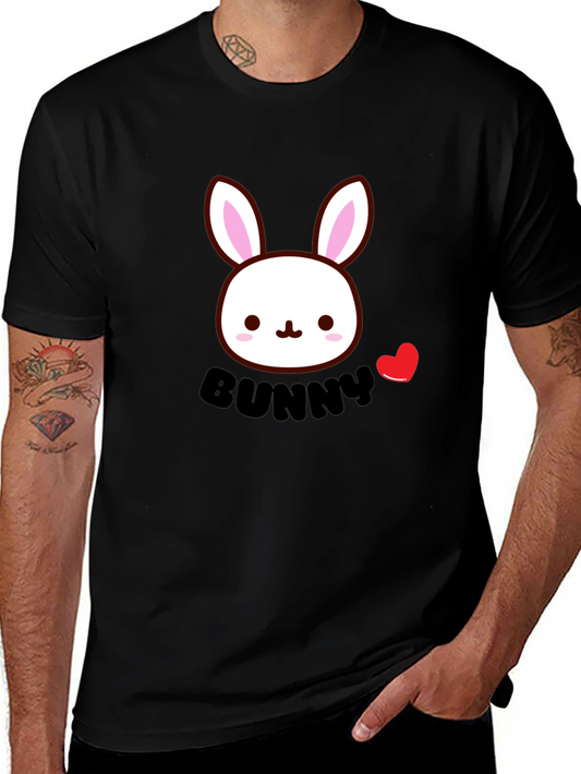 Cute Bunny Graphic Black T-Shirt