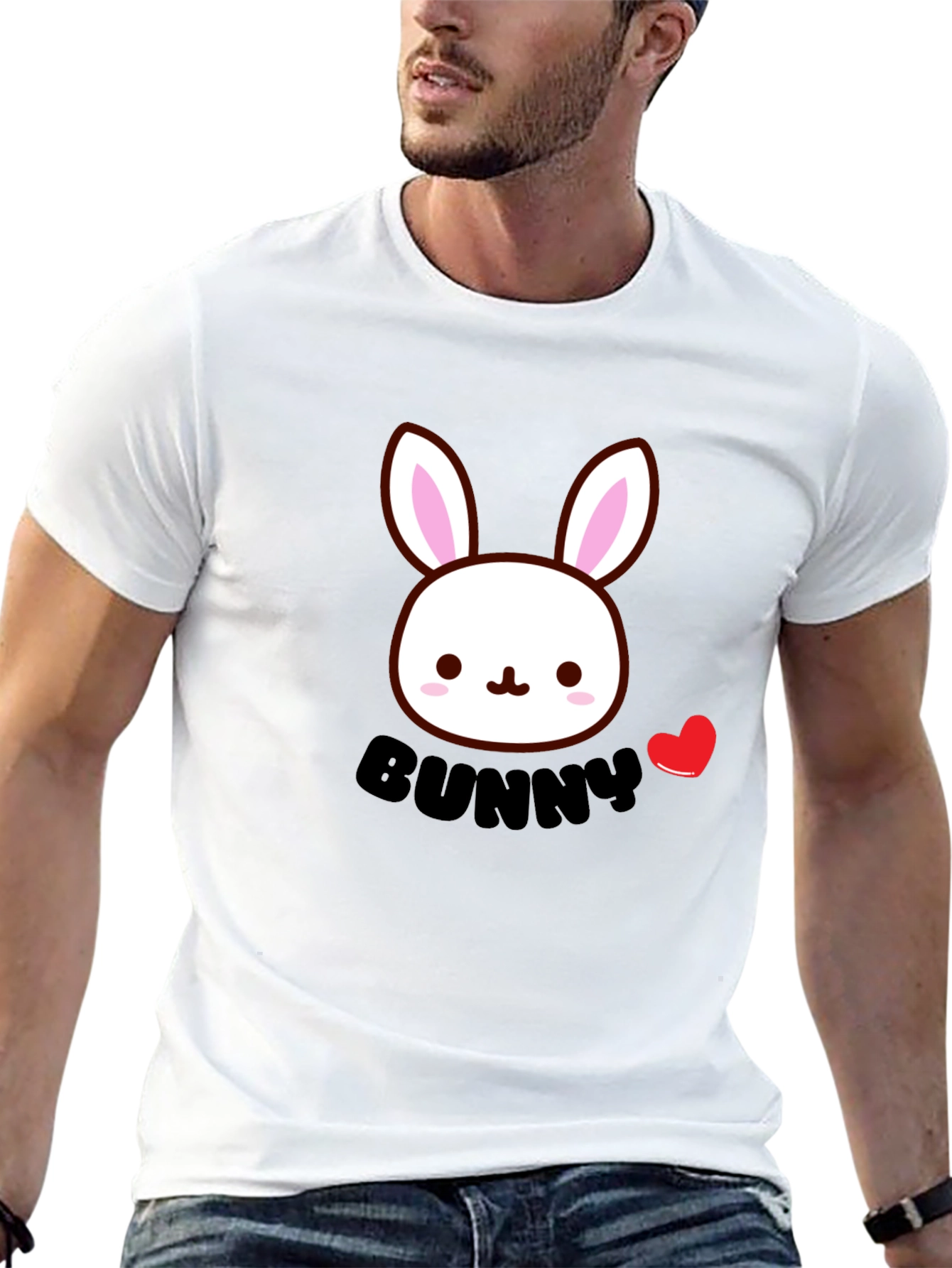 Cute Bunny Graphic Black T-Shirt