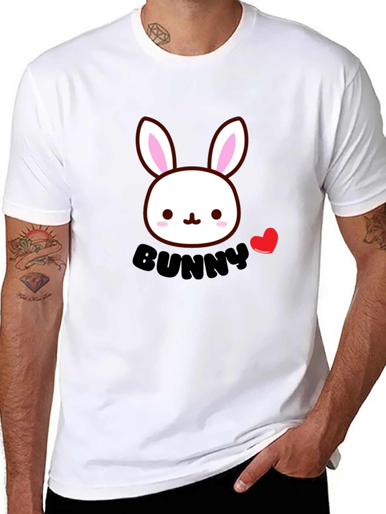 Cute Bunny Graphic Black T-Shirt
