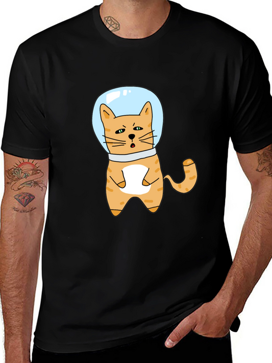 Cool Cat Astronaut Black T-Shirt