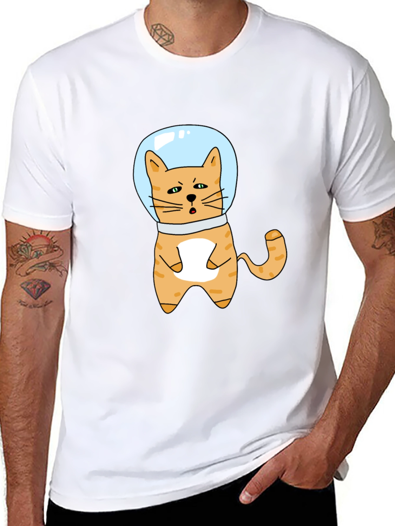 Cool Cat Astronaut Black T-Shirt
