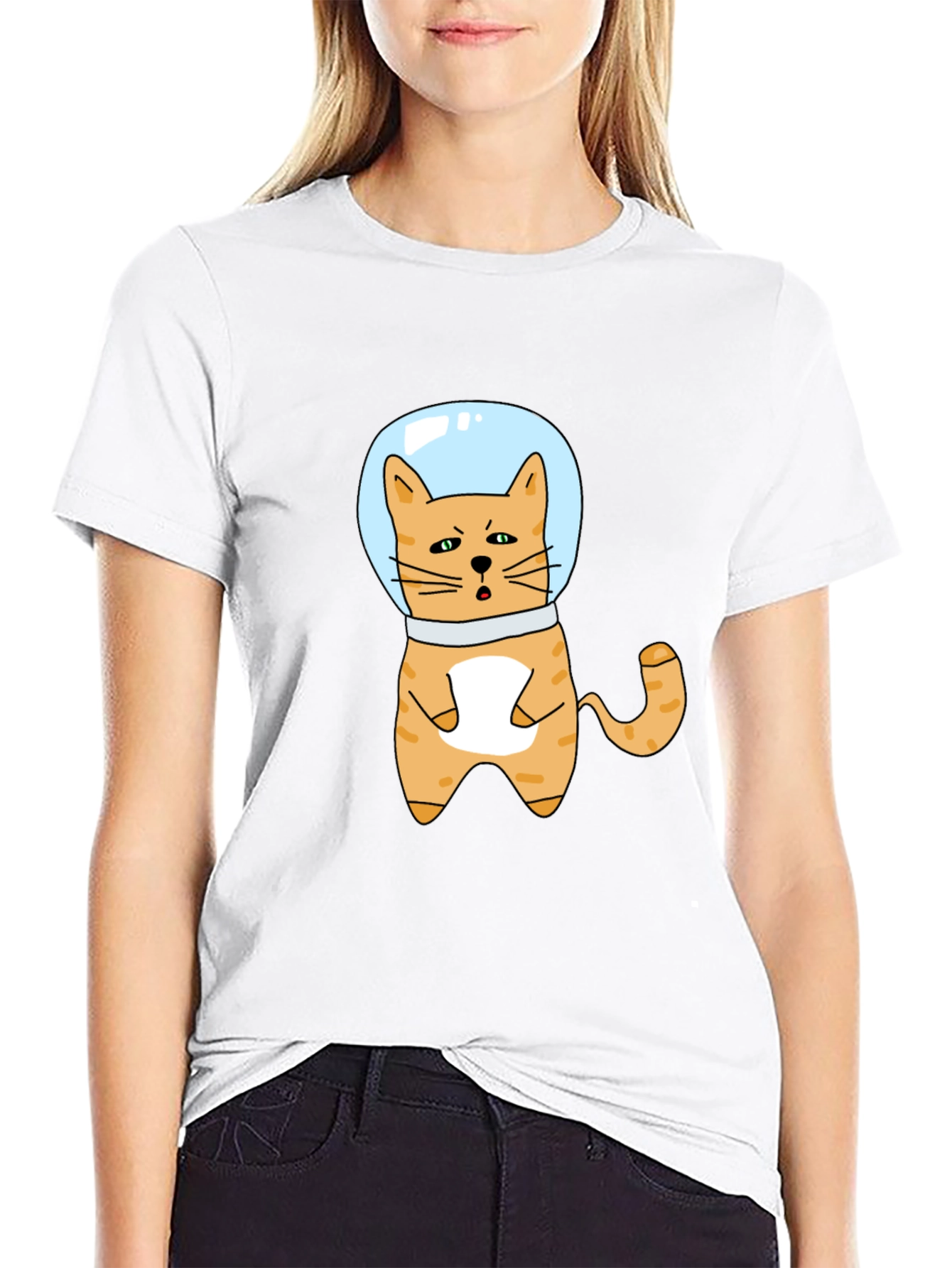 Cool Cat Astronaut Black T-Shirt
