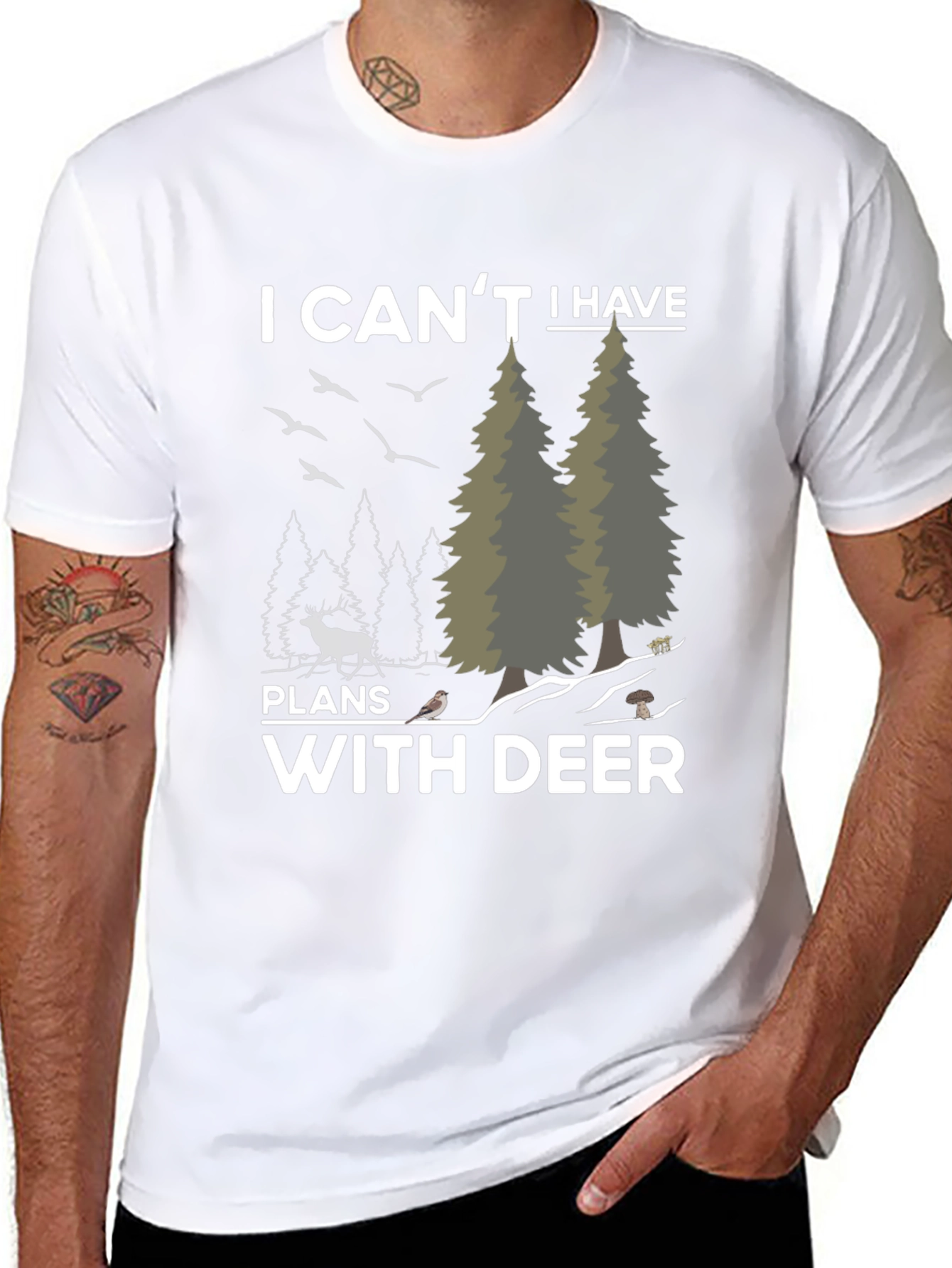 I Cant I Have Plans With Deer Graphic T-Shirt