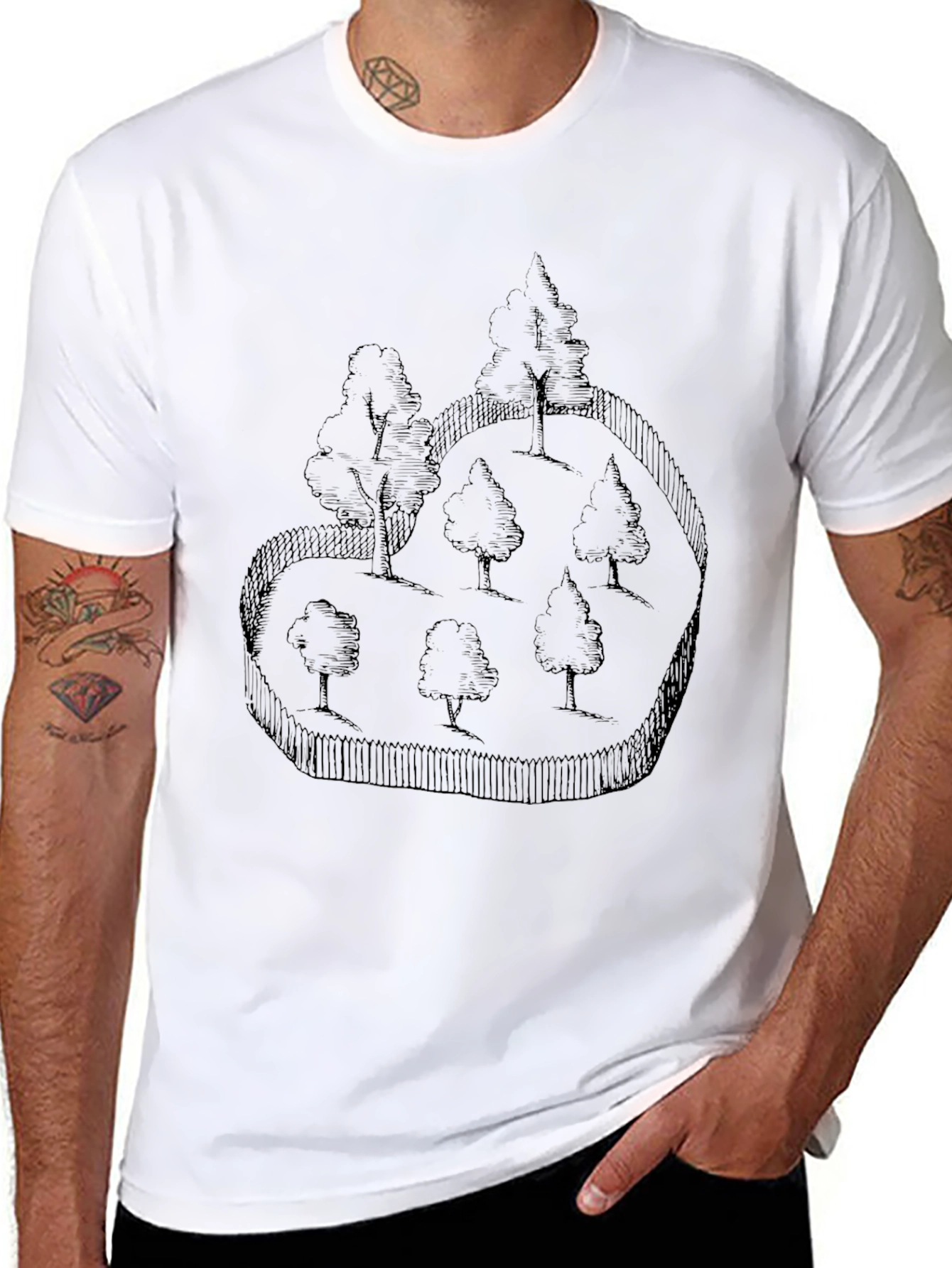 Whimsical Forest Graphic Black T-Shirt
