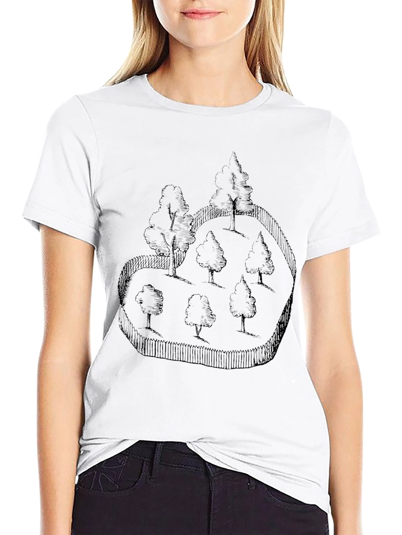 Whimsical Forest Graphic Black T-Shirt
