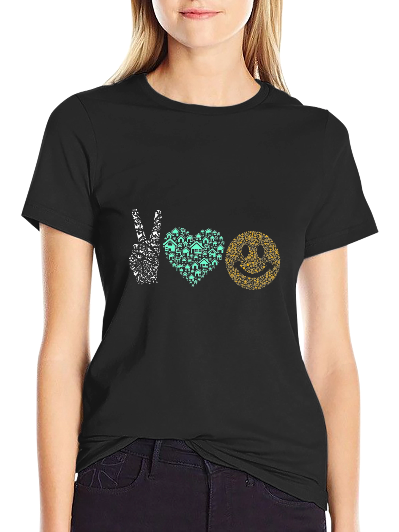 Peace Love Happiness Graphic T-Shirt