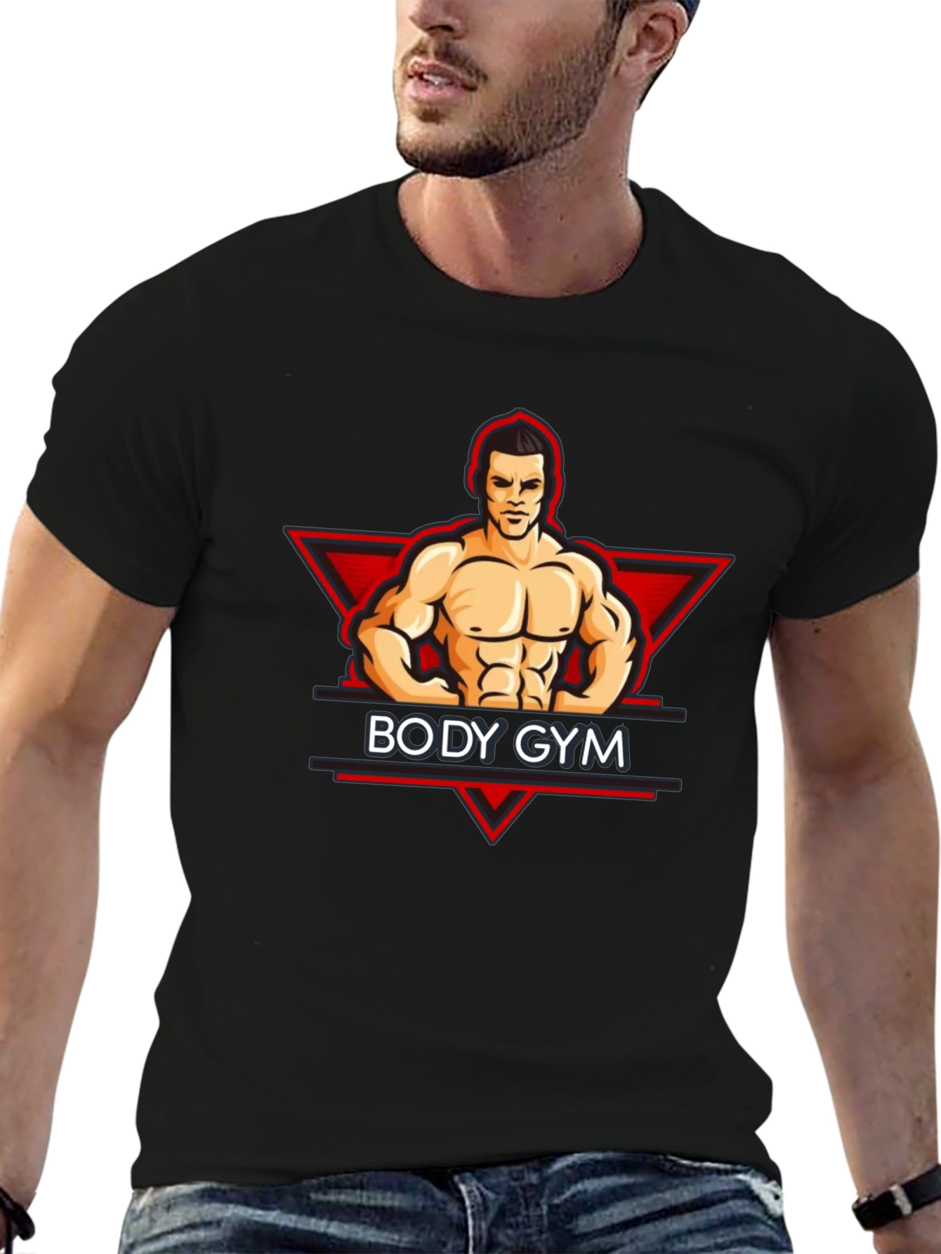 Body Gym Black Graphic Tee - Fitness Apparel