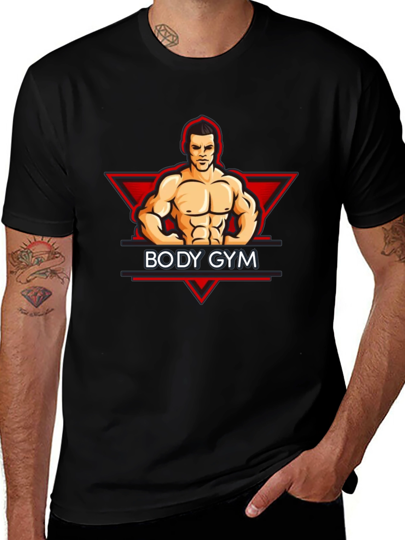 Body Gym Black Graphic Tee - Fitness Apparel