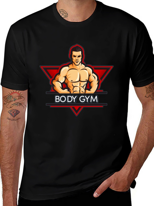Body Gym Black Graphic Tee - Fitness Apparel