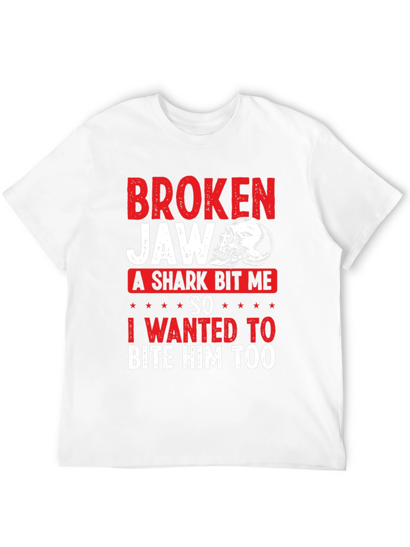 Broken Jaw Shark Bite Funny Graphic T-Shirt