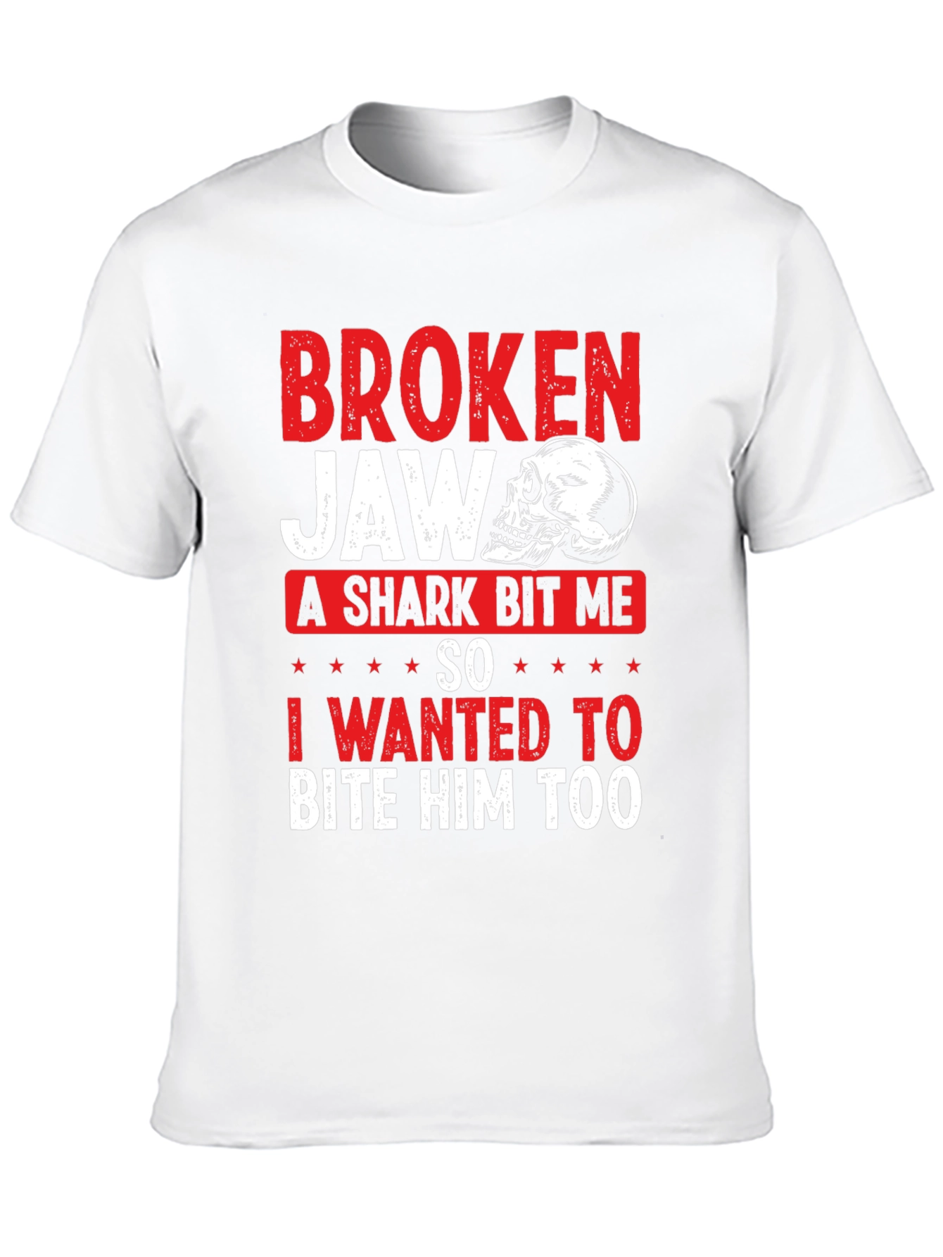 Broken Jaw Shark Bite Funny Graphic T-Shirt