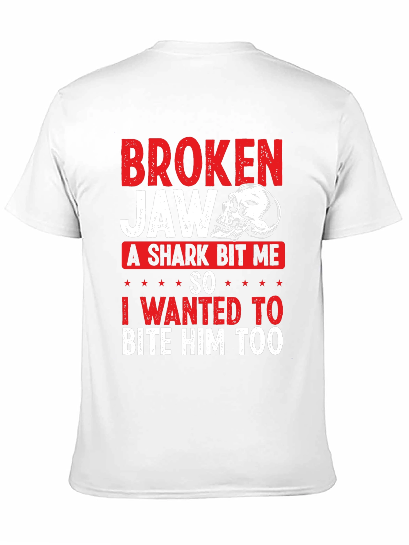 Broken Jaw Shark Bite Funny Graphic T-Shirt