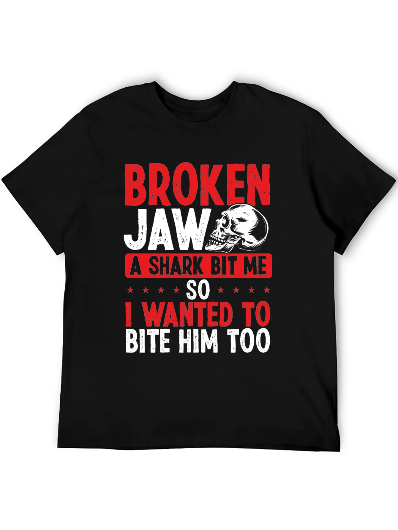 Broken Jaw Shark Bite Funny Graphic T-Shirt