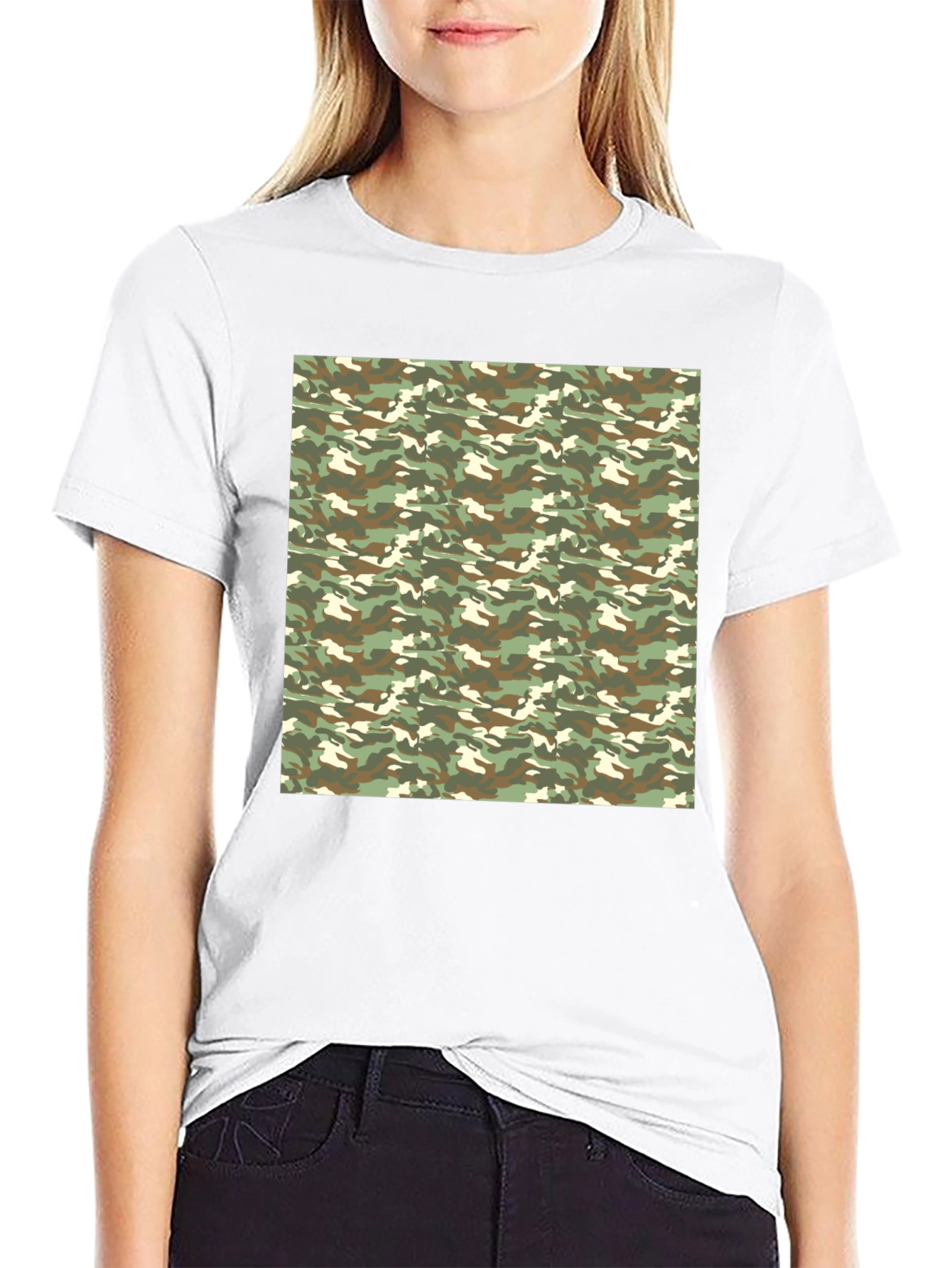 Camouflage Print Black T-Shirt