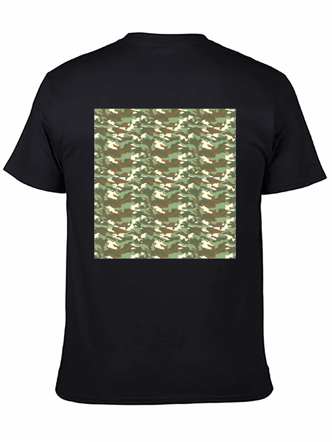 Camouflage Print Black T-Shirt
