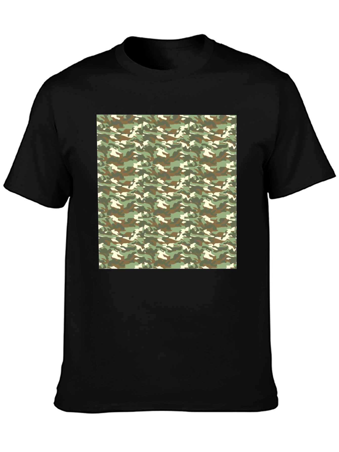 Camouflage Print Black T-Shirt