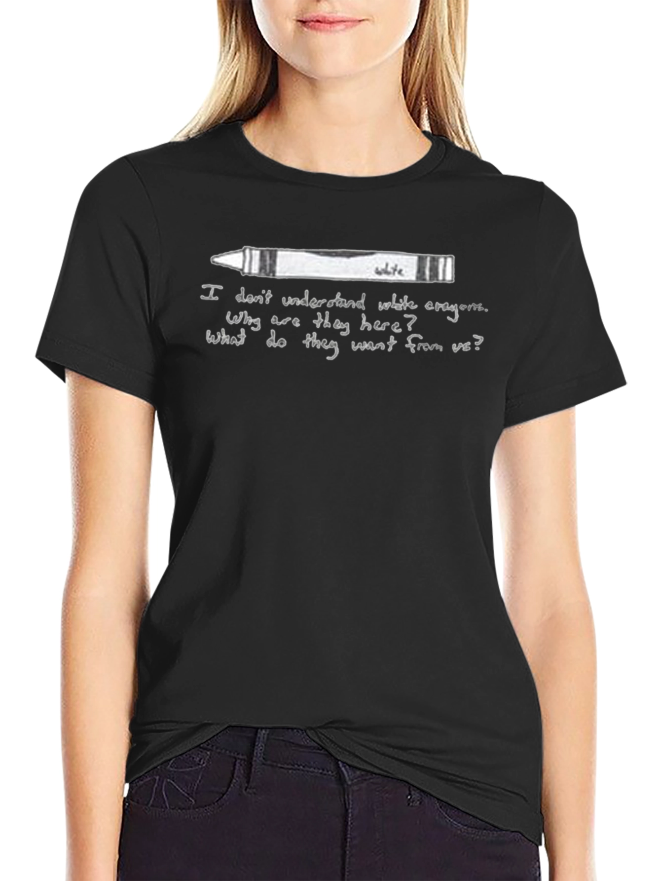 White Crayon Tee - Existential Humor Graphic T-Shirt