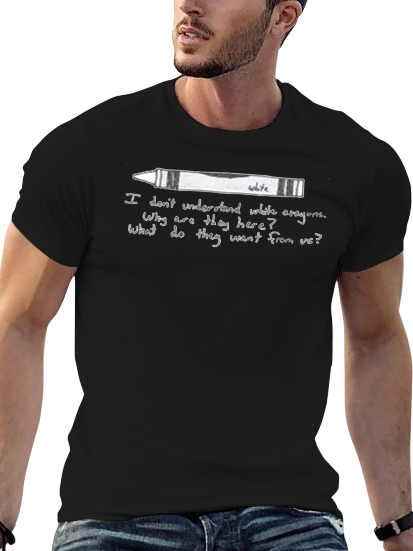 White Crayon Tee - Existential Humor Graphic T-Shirt