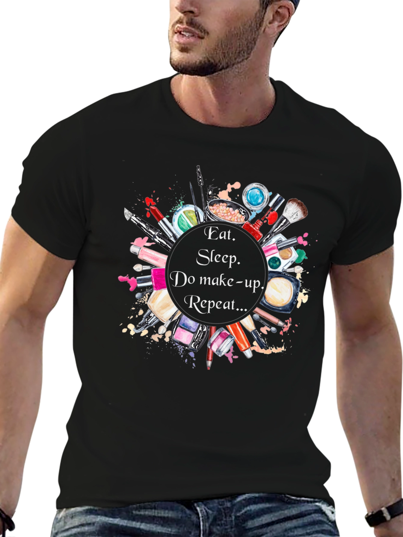 Eat Sleep Makeup Repeat Black Graphic Tee