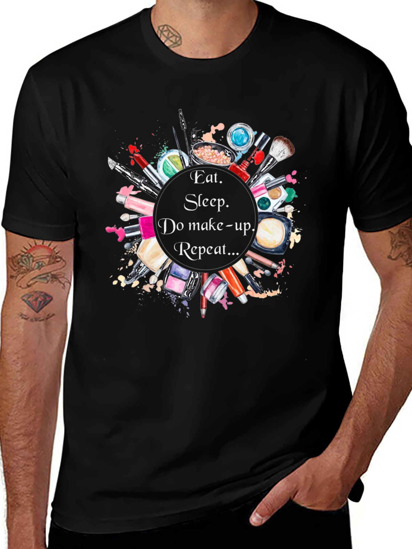 Eat Sleep Makeup Repeat Black Graphic Tee