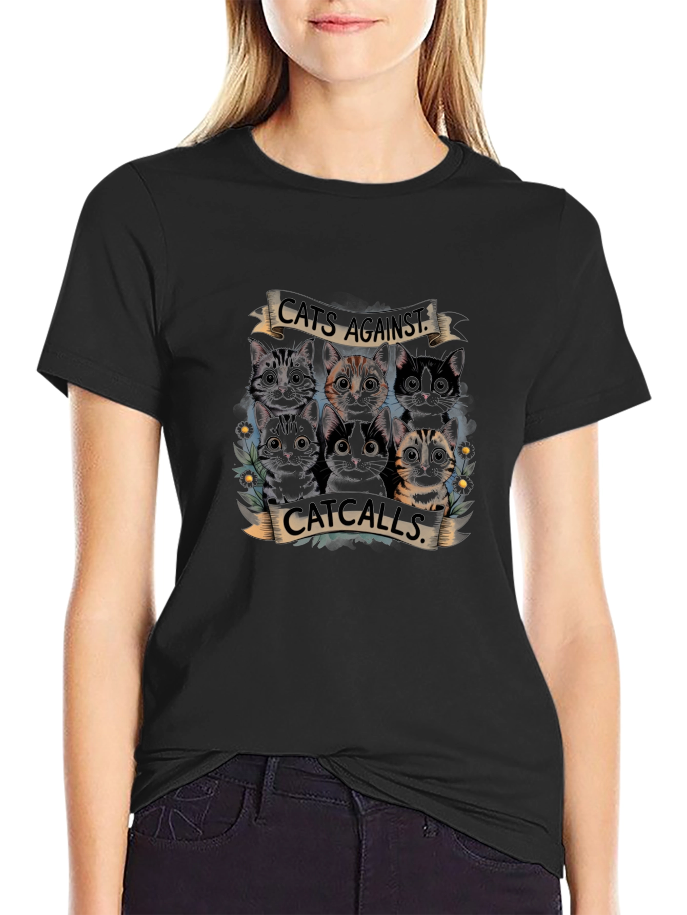 Cats Against Catcalls Graphic T-Shirt