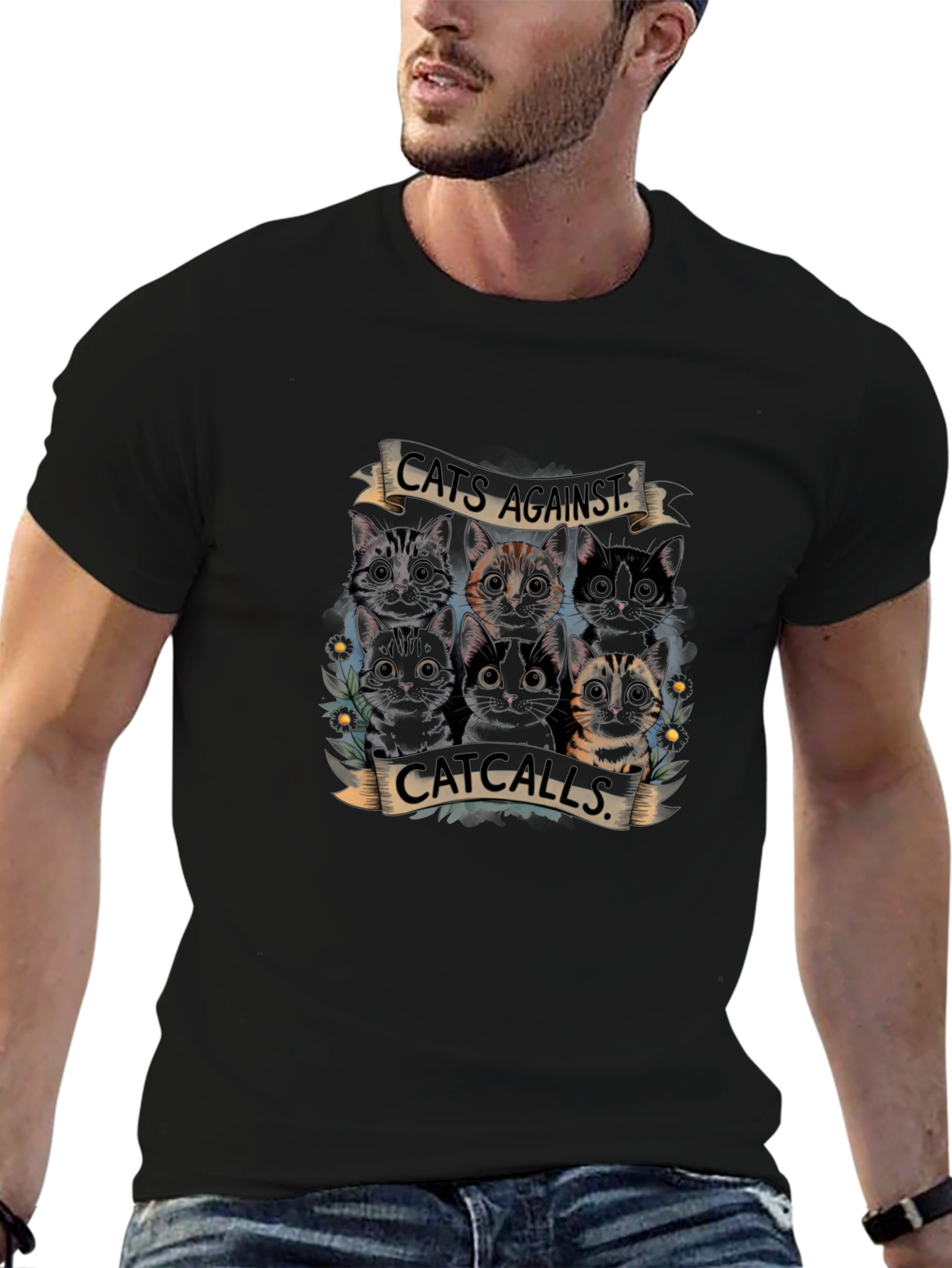 Cats Against Catcalls Graphic T-Shirt