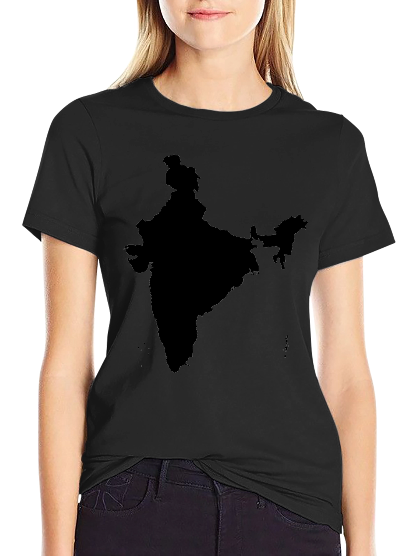 India Map Graphic Print Black T-Shirt