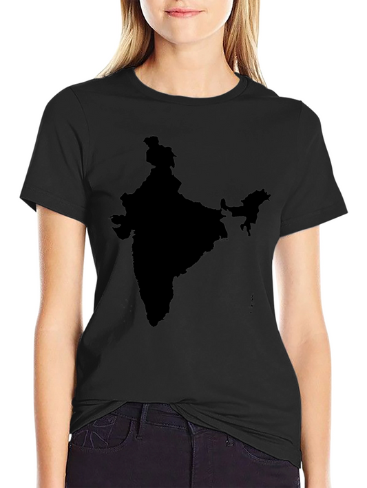 India Map Graphic Print Black T-Shirt