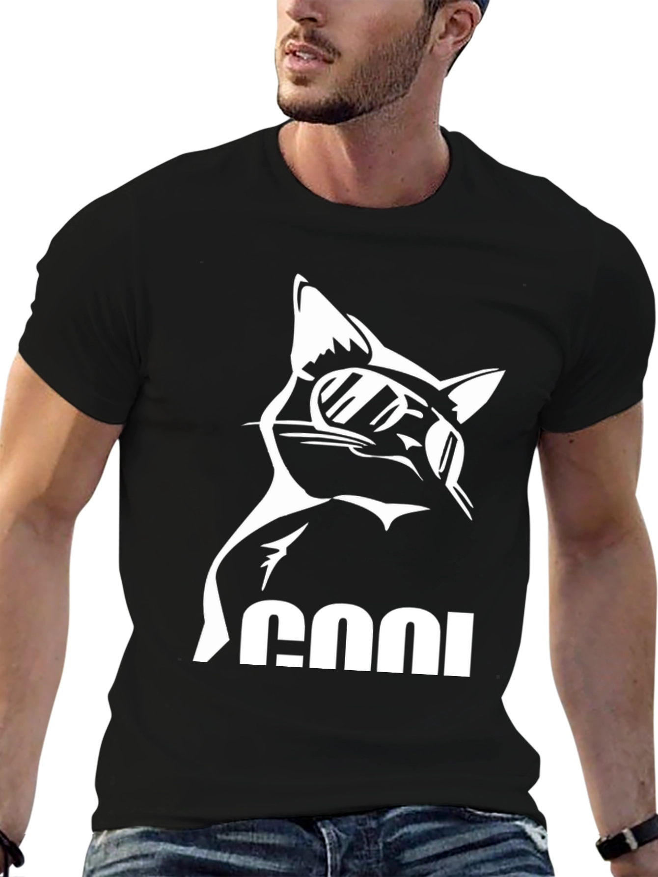 Cool Cat Graphic Tee - Black