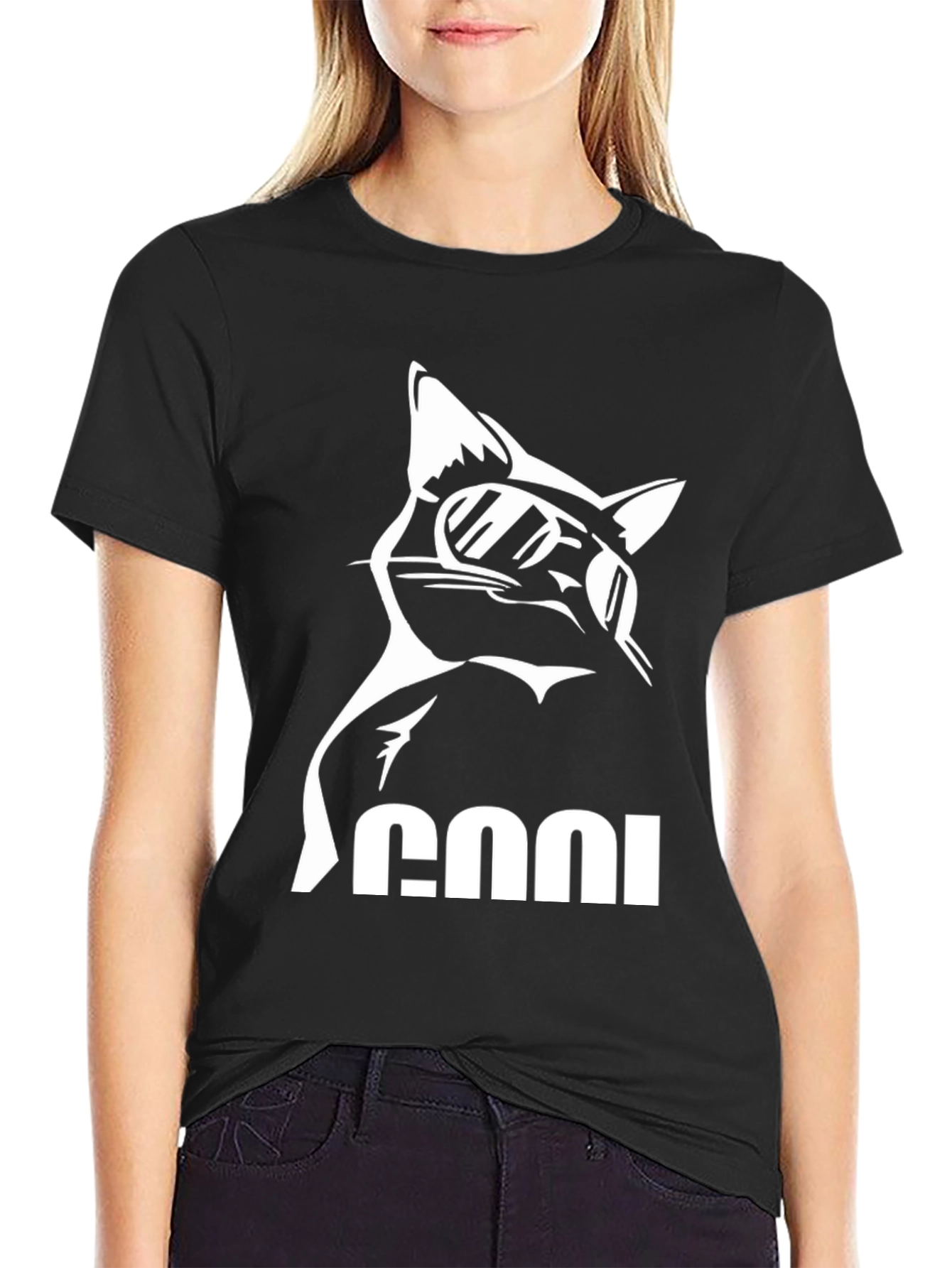 Cool Cat Graphic Tee - Black