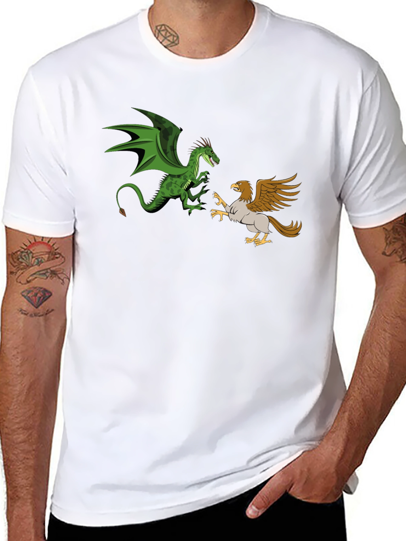 Dragon vs. Griffin Graphic Tee - Fantasy Creature Clash