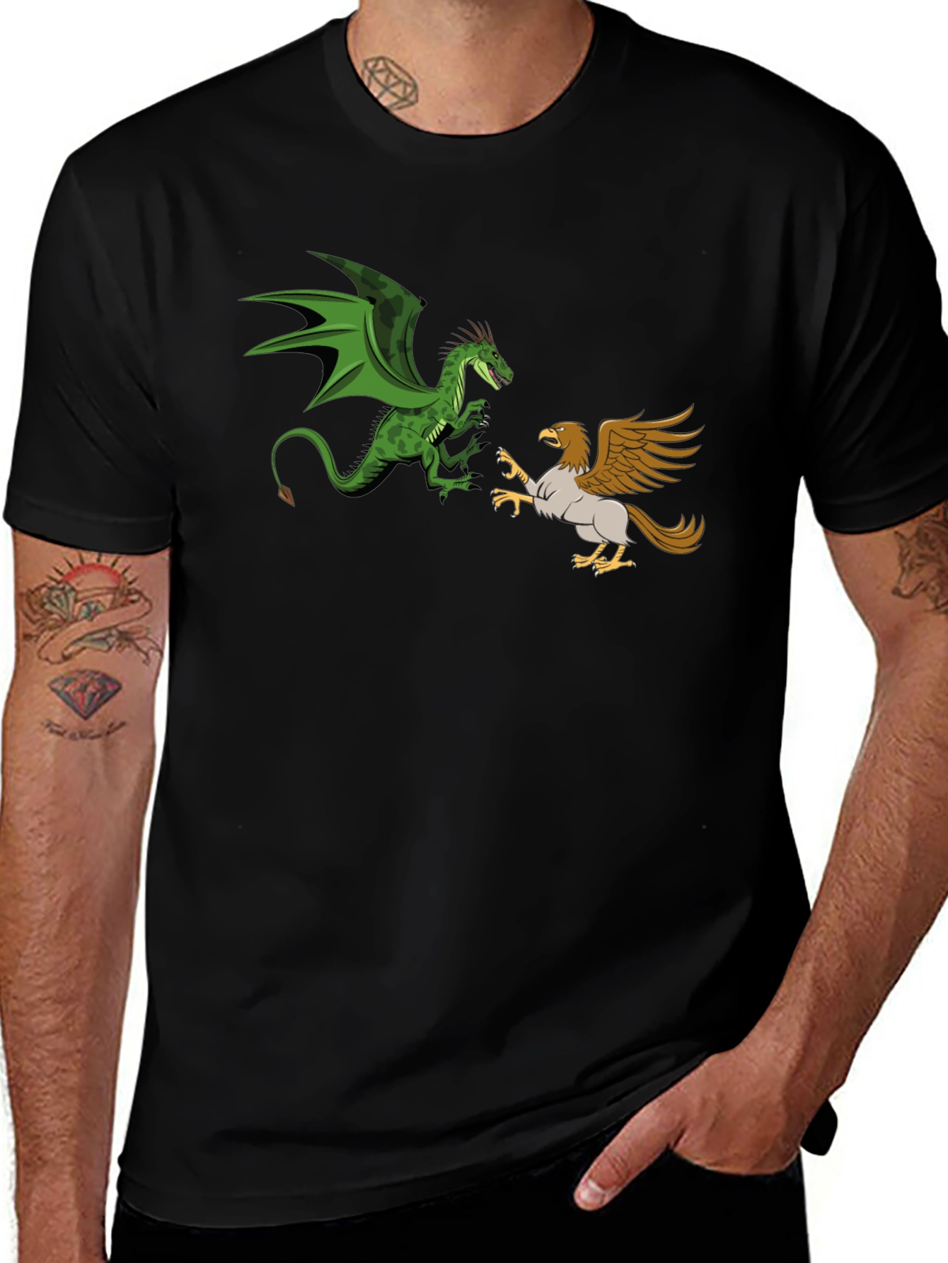 Dragon vs. Griffin Graphic Tee - Fantasy Creature Clash