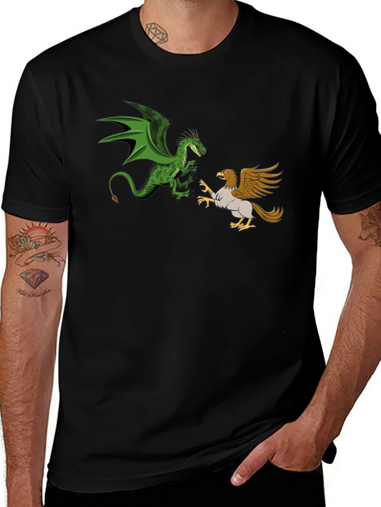 Dragon vs. Griffin Graphic Tee - Fantasy Creature Clash