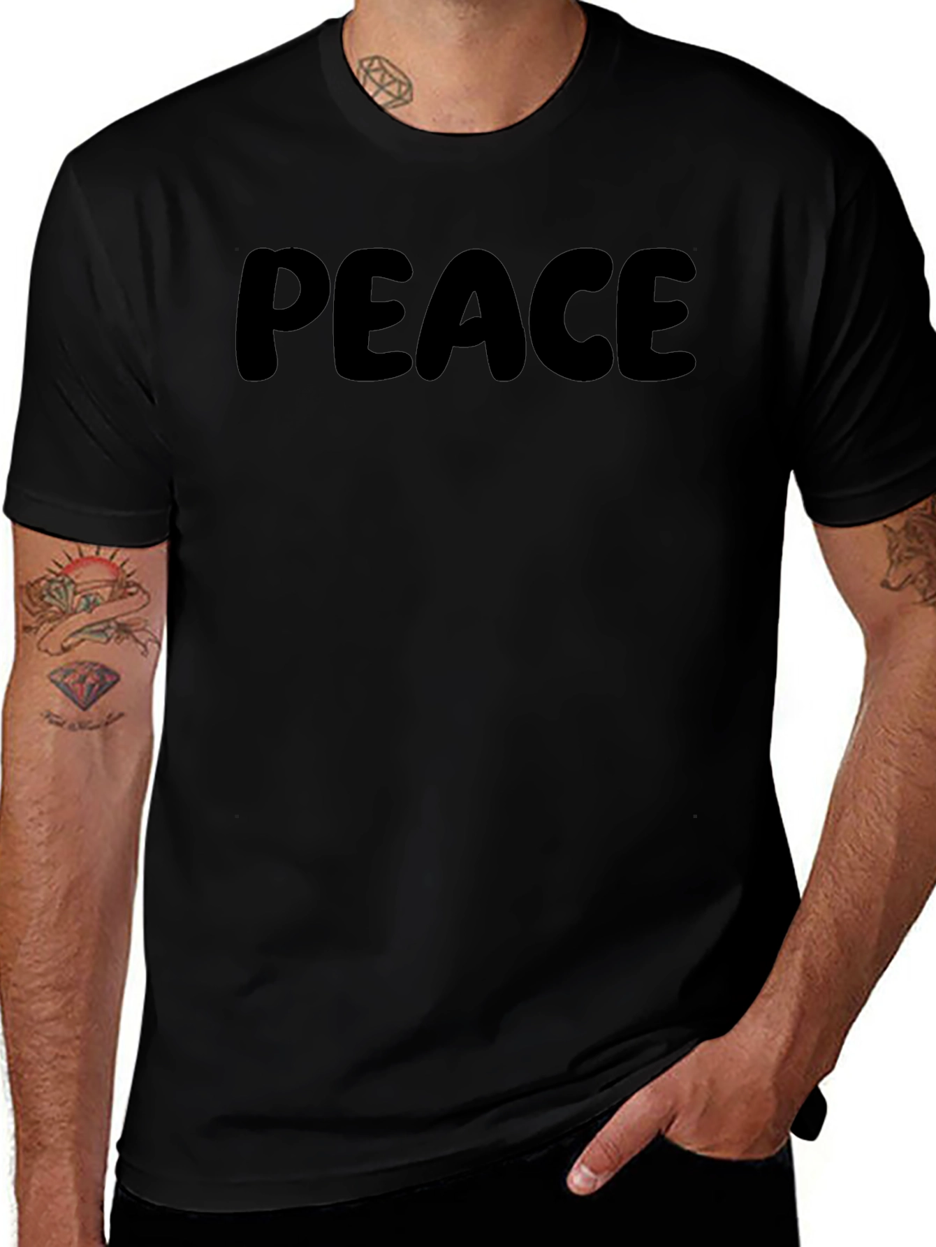 Peace Graphic Tee - Soft Black Cotton Casual Shirt