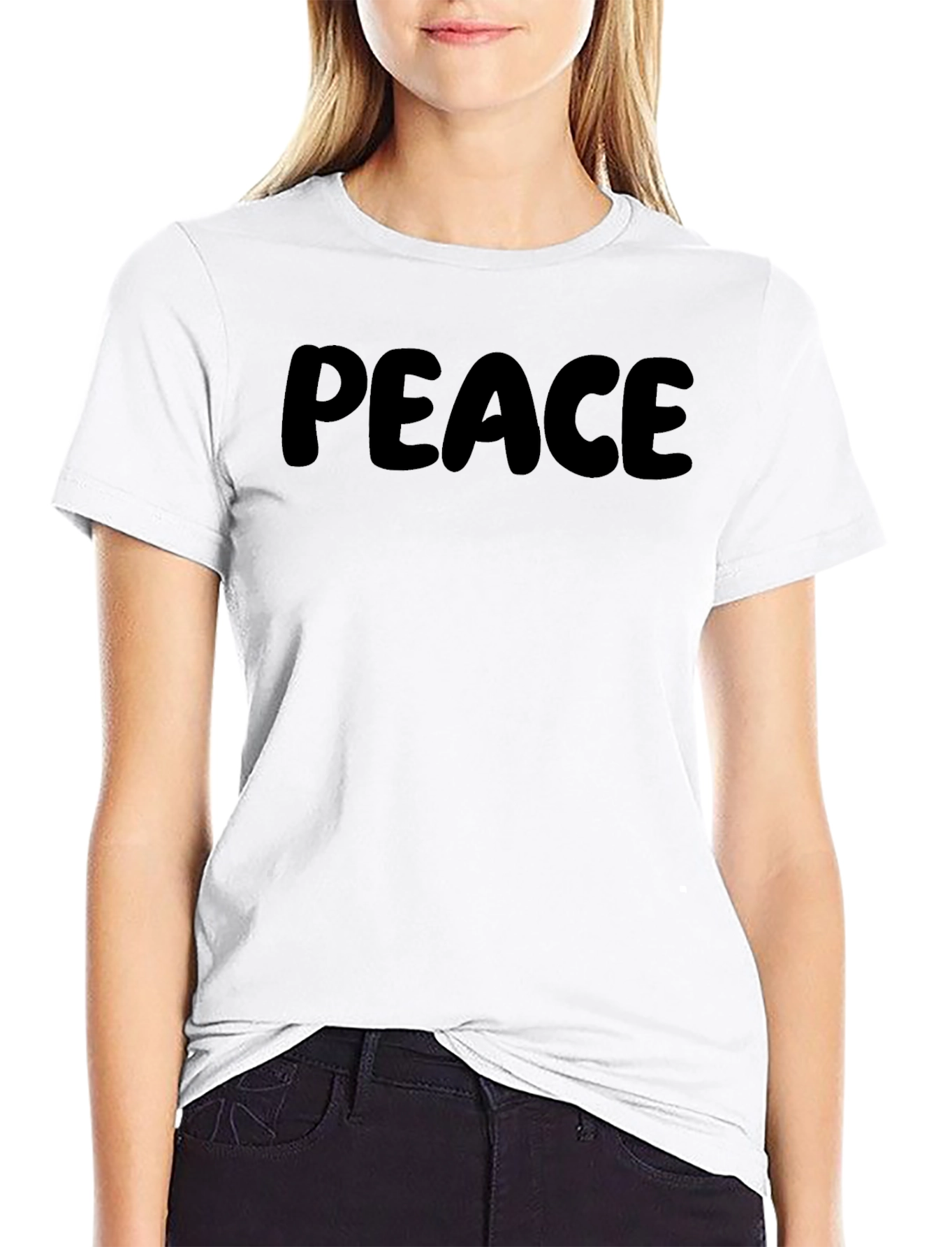 Peace Graphic Tee - Soft Black Cotton Casual Shirt