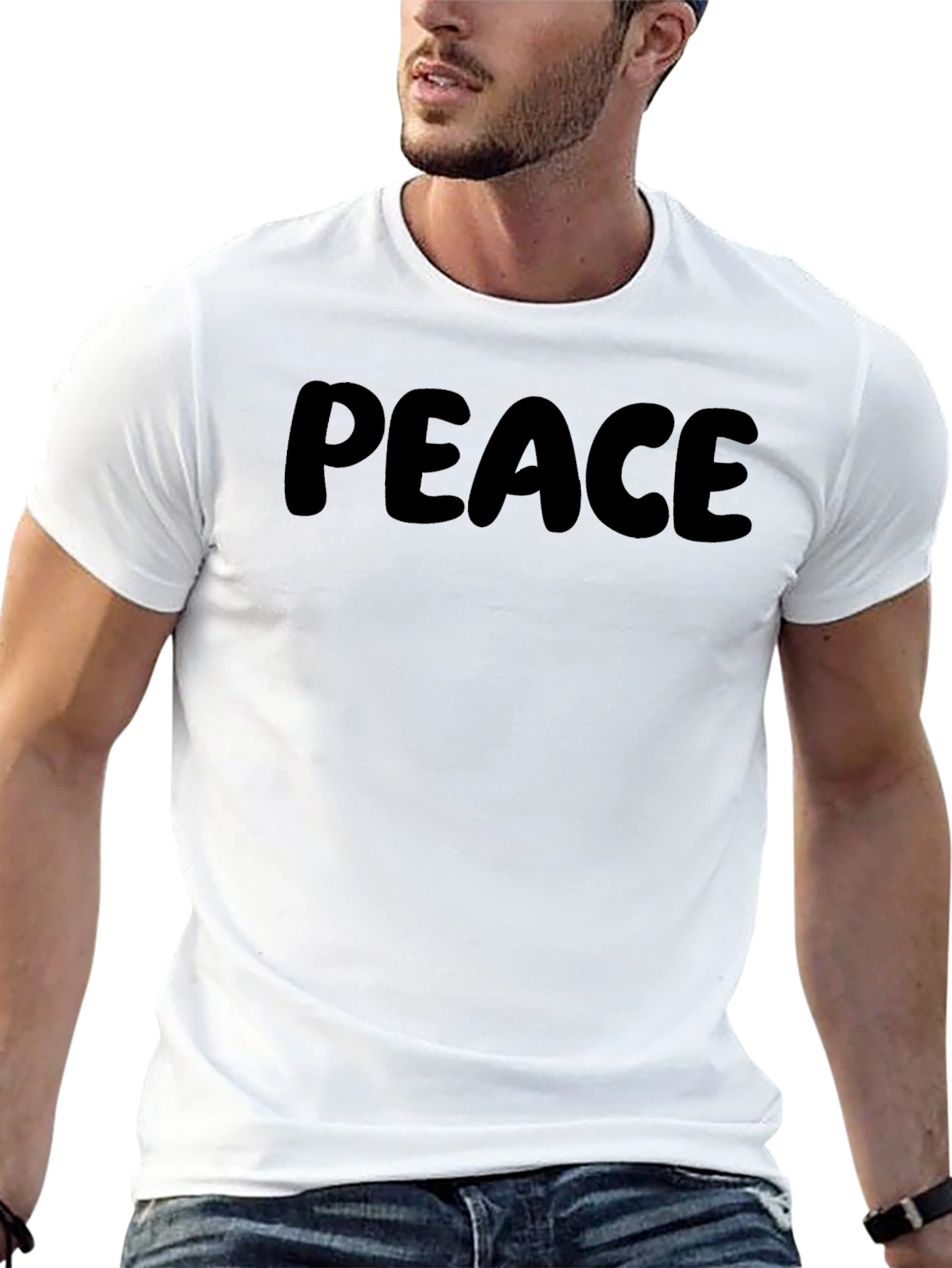 Peace Graphic Tee - Soft Black Cotton Casual Shirt