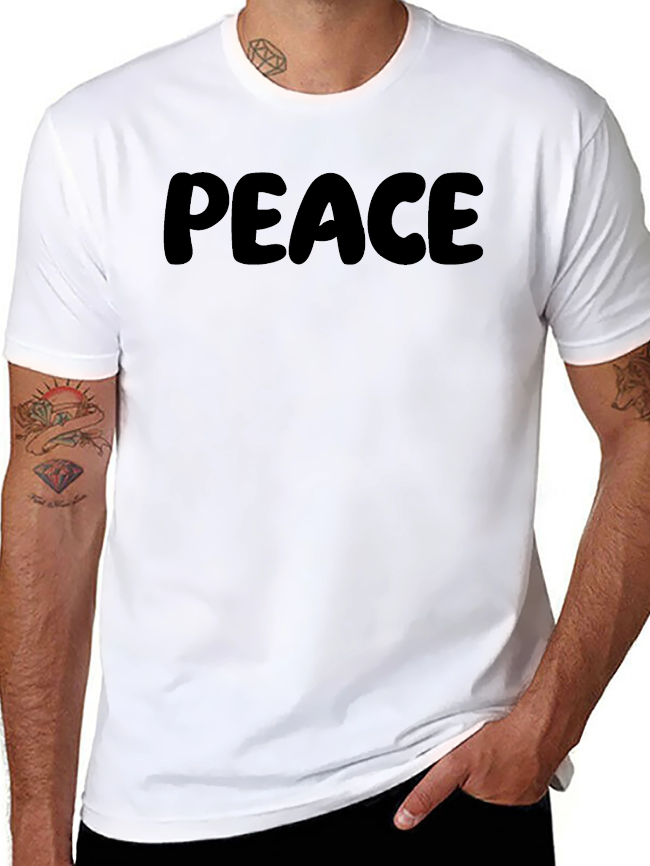 Peace Graphic Tee - Soft Black Cotton Casual Shirt