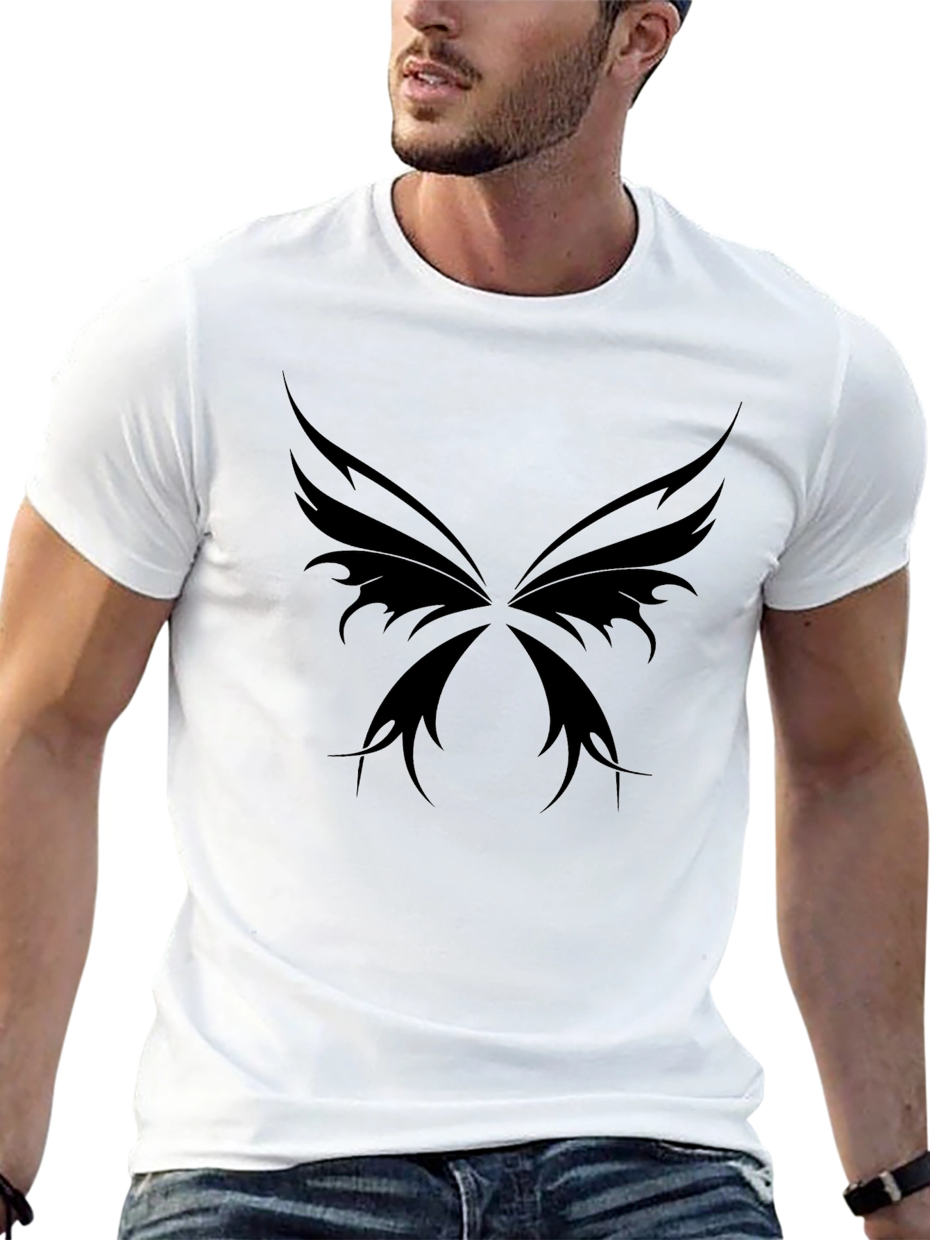 Gothic Butterfly Wing Graphic Black T-Shirt