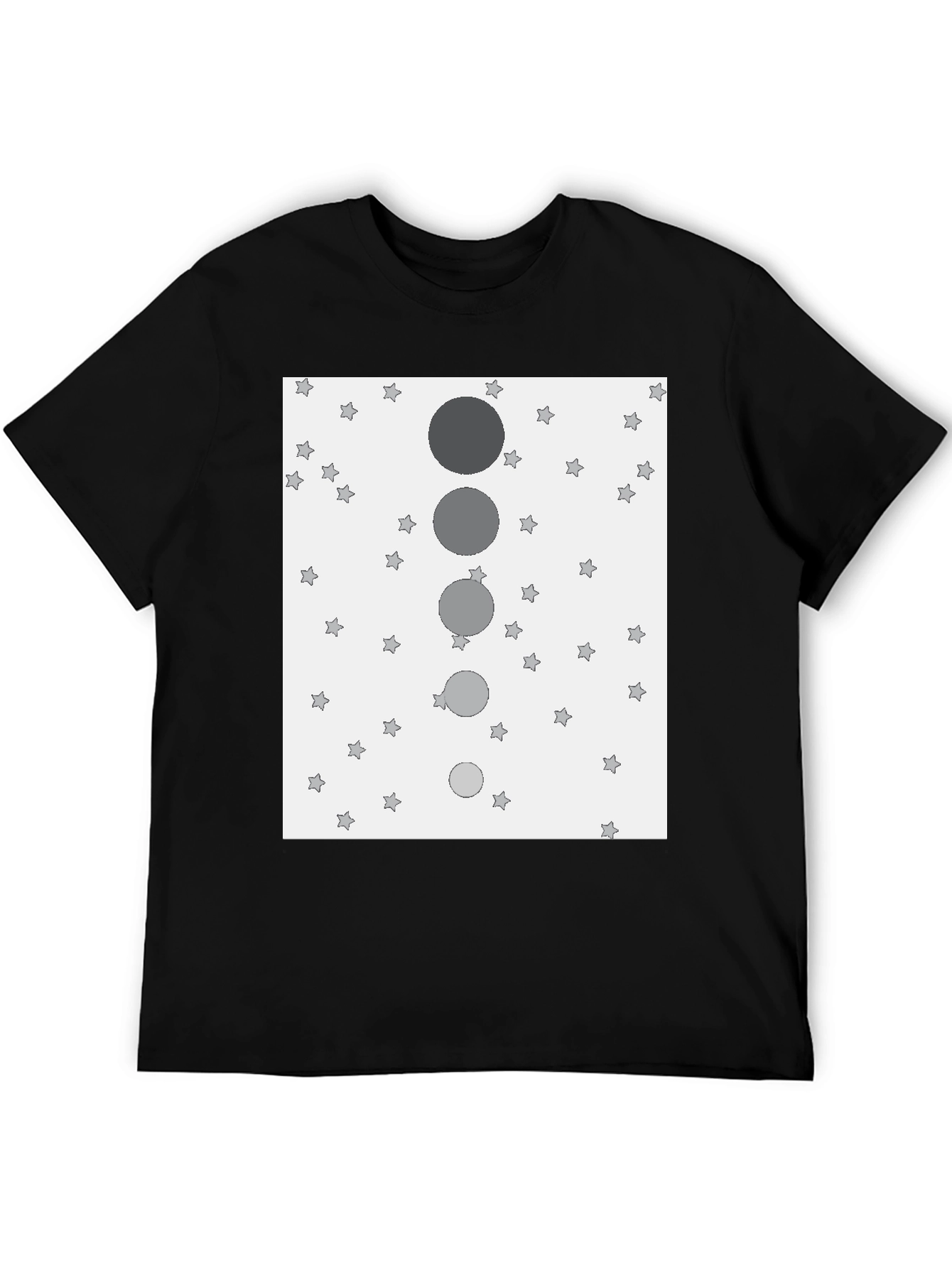 Stylish Black T-Shirt with Starry Sky & Moon Design