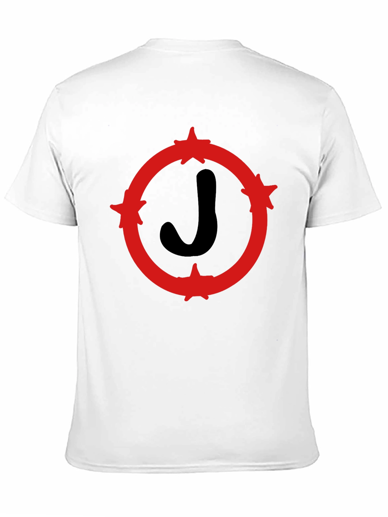 Black T-Shirt with Red Star Circle J Design