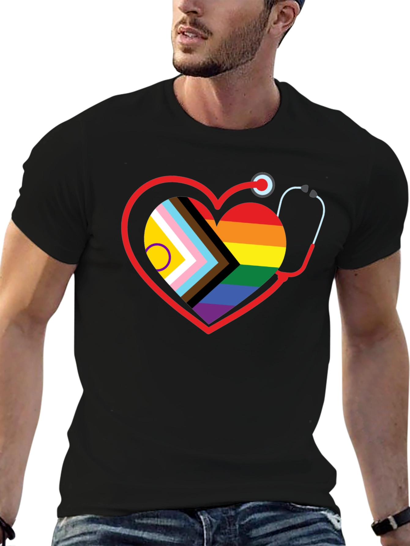 Pride Heart Stethoscope Graphic Tee