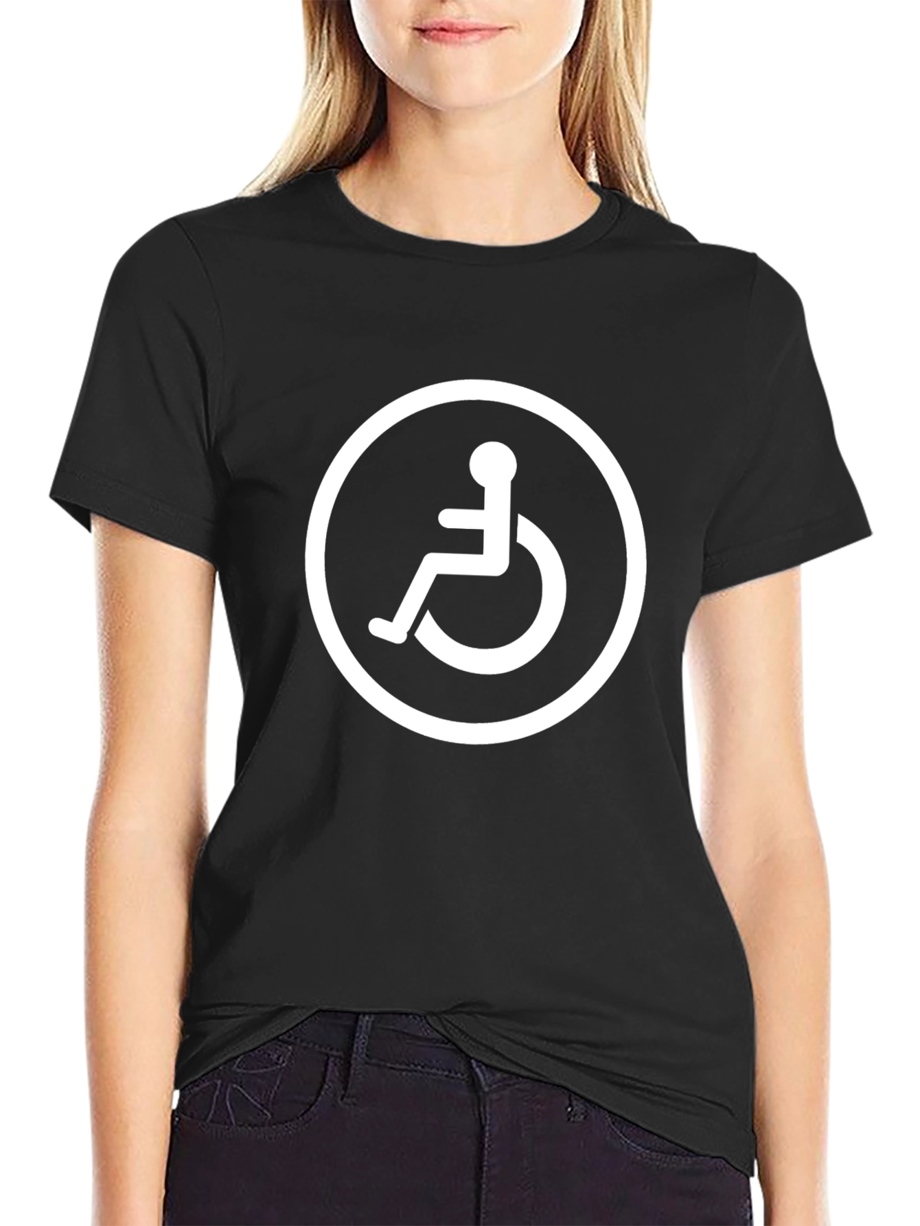 Wheelchair Symbol Black T-Shirt - Accessibility Awareness