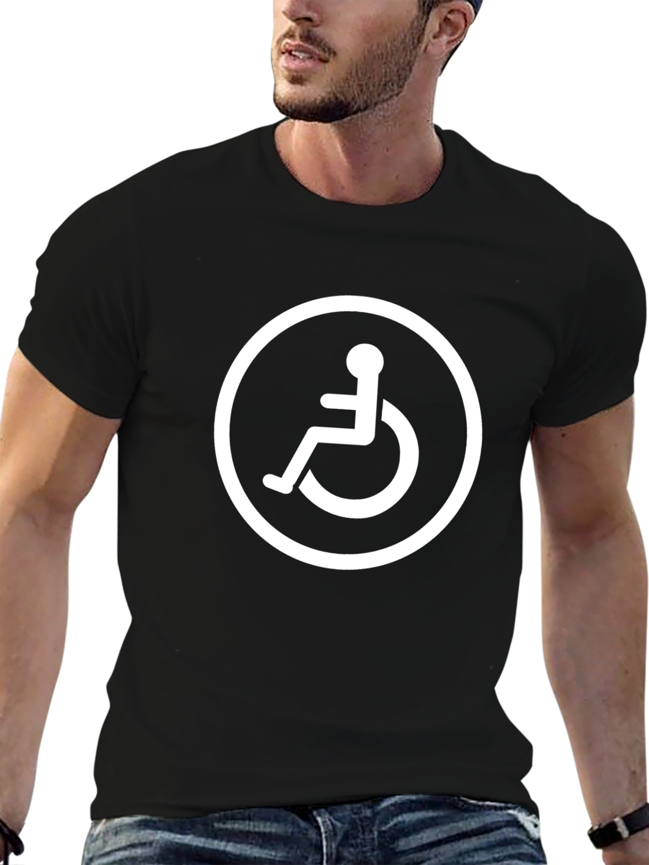 Wheelchair Symbol Black T-Shirt - Accessibility Awareness