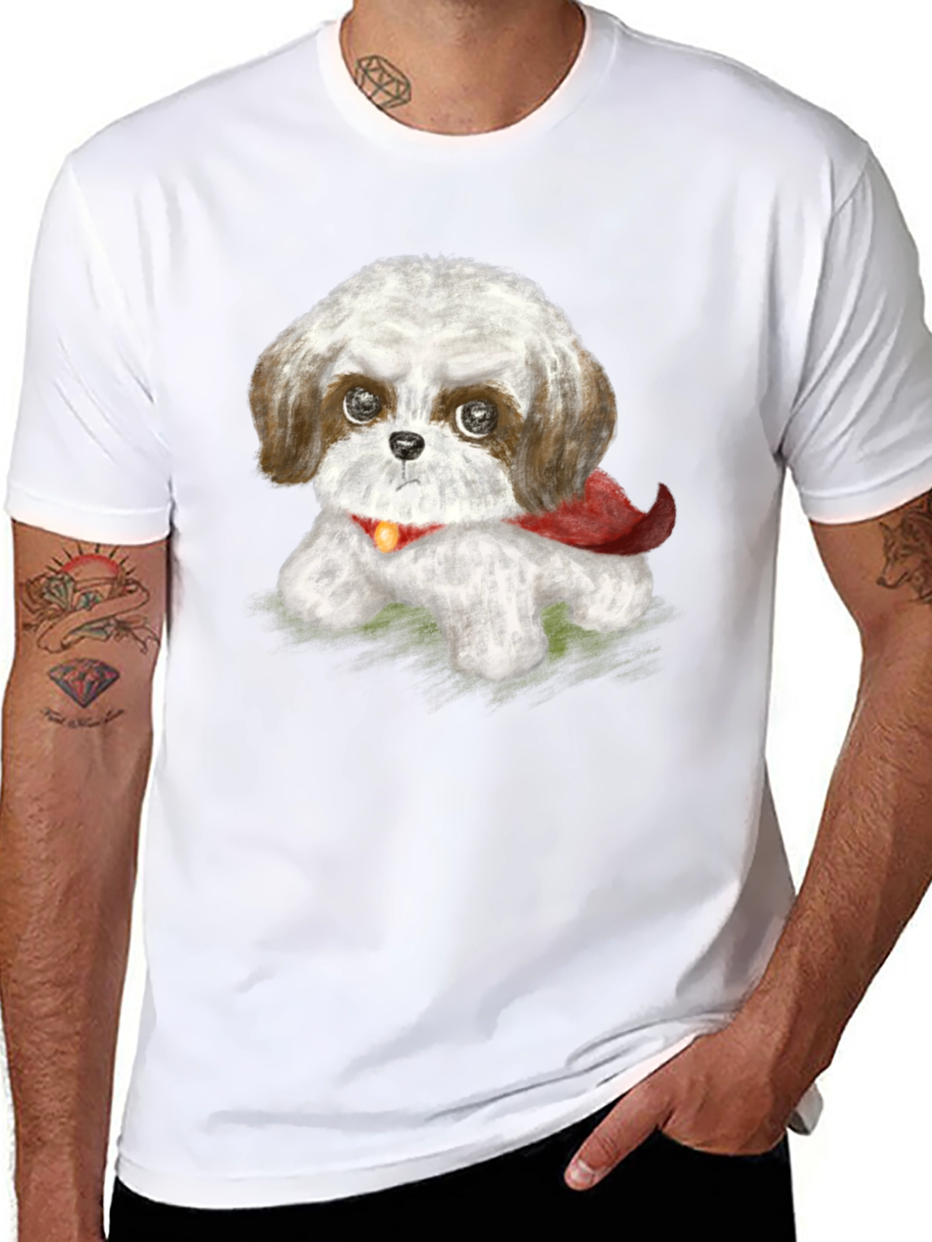 Cute Shih Tzu Superhero Dog Graphic T-Shirt